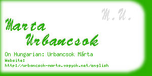 marta urbancsok business card